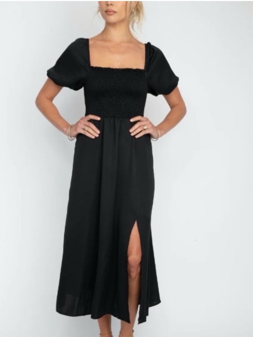 RESA Kaia Black Puff Sleeve Dress